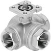 3-Way ball valve Series: VZBE Stainless steel/PTFE L-bore Bare stem PN63 Internal thread (NPT) 1.1/4" (32)